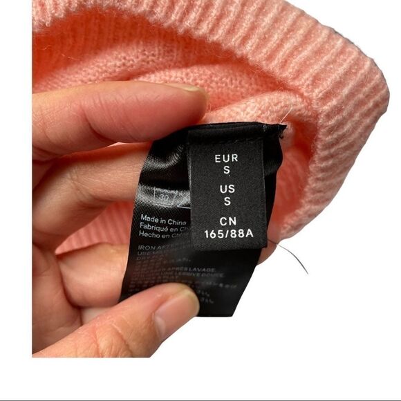 WOOLEN BLOOM WOOL BLEND PINK KNIT SWEATER OVERSIZED‎ ROUND NECK RIBBED TOP SZ S - Picture 10 of 10